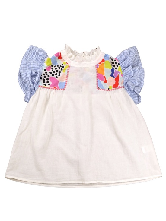 THML Tops - THML Colorful Puff Sleeve Blouse Medium Abstract Print Babydoll Top